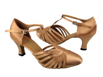 dansschoenen bruin satijn  